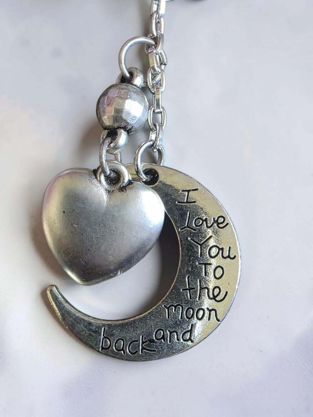 Handmade I Love You To The Moon And Back Heart Keychain